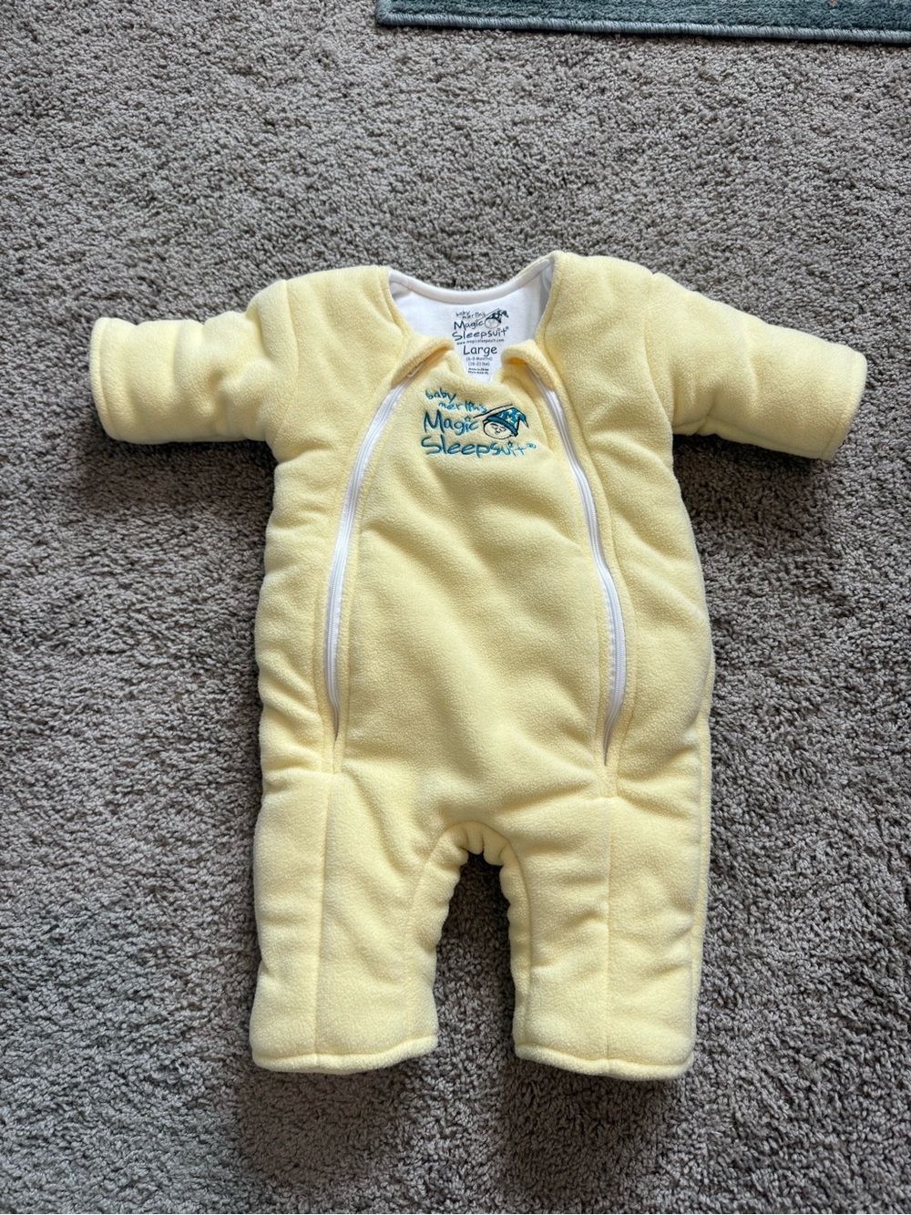 Baby Merlin’s Magic Sleepsuit Yellow Fleece One-Piece - Large 6-9 Months